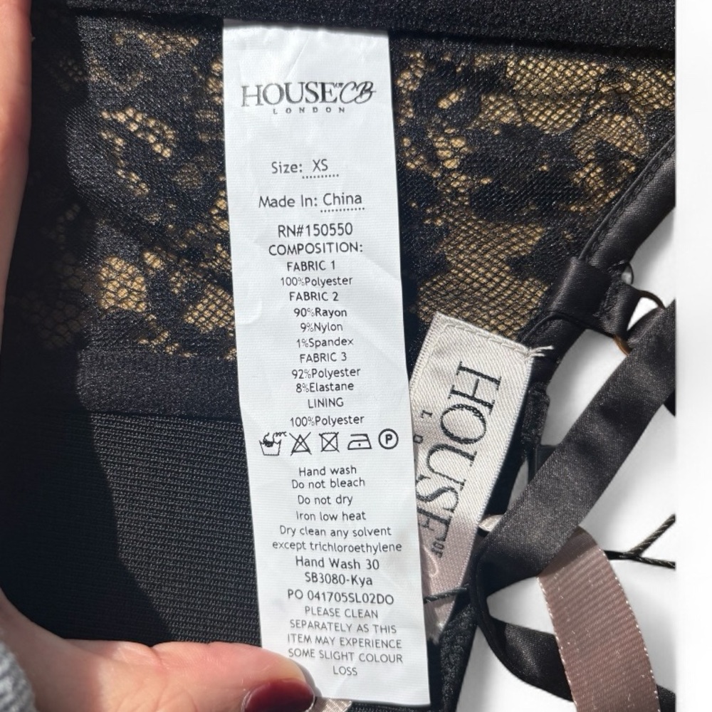 House of CB Sheer Lace Corset Top Black V-Wire NWT XS - Picture 8 of 8